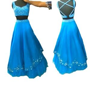 Stylish Blue Embellished Lehenga Choli
